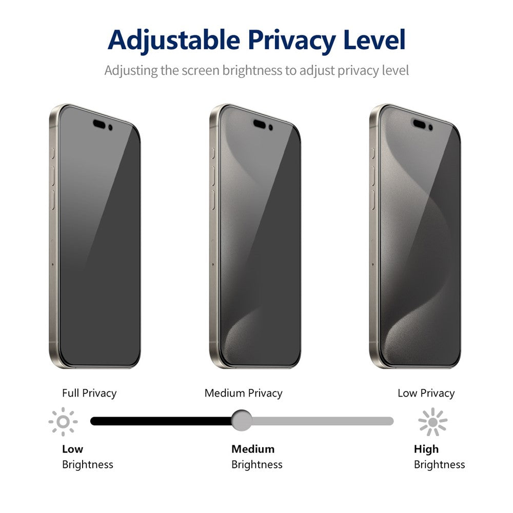 ENKAY HAT PRINCE For iPhone 15 Pro Max Anti-peep Film Silk Printing Ultra Clear Screen Protector