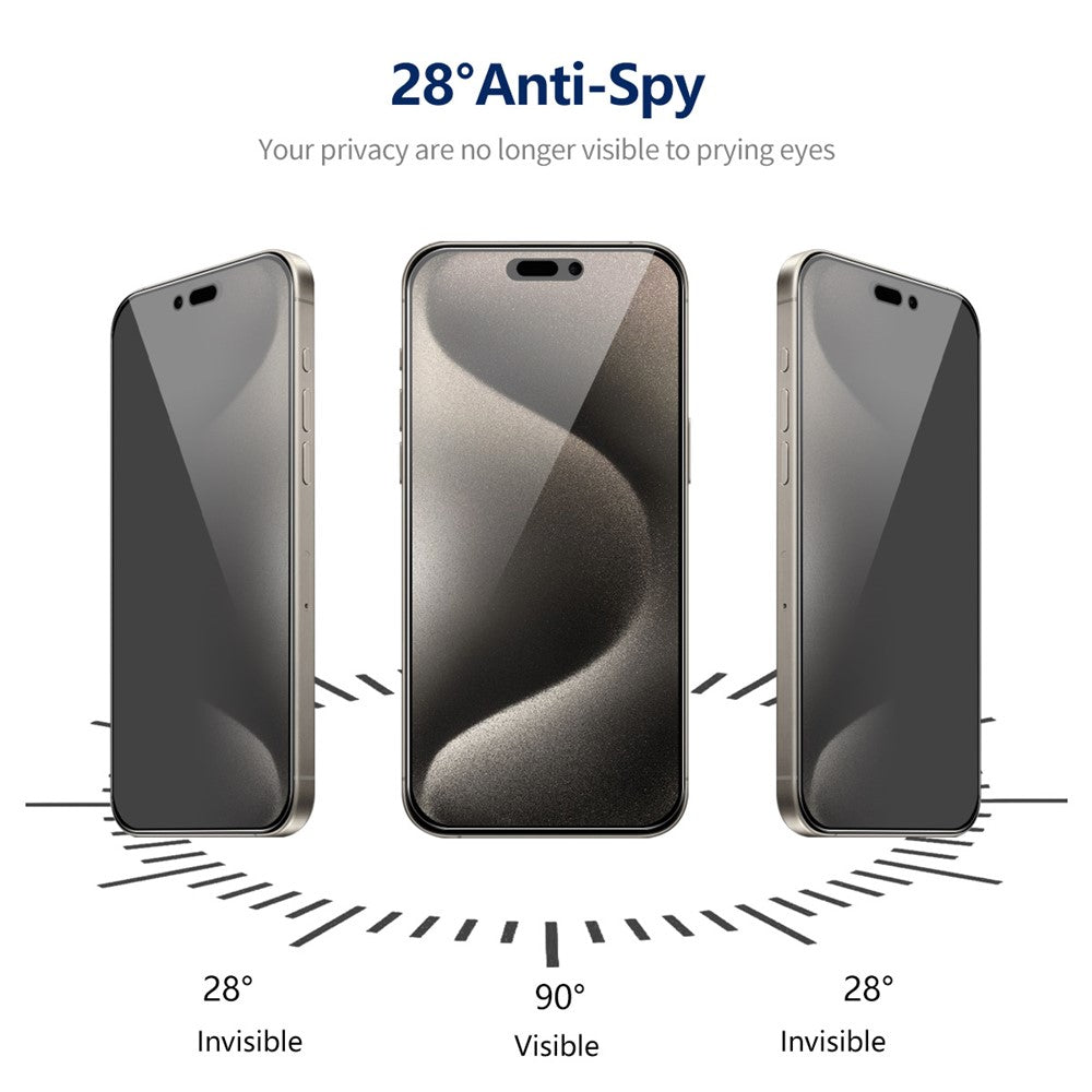 ENKAY HAT PRINCE For iPhone 15 Pro Max Anti-peep Film Silk Printing Ultra Clear Screen Protector