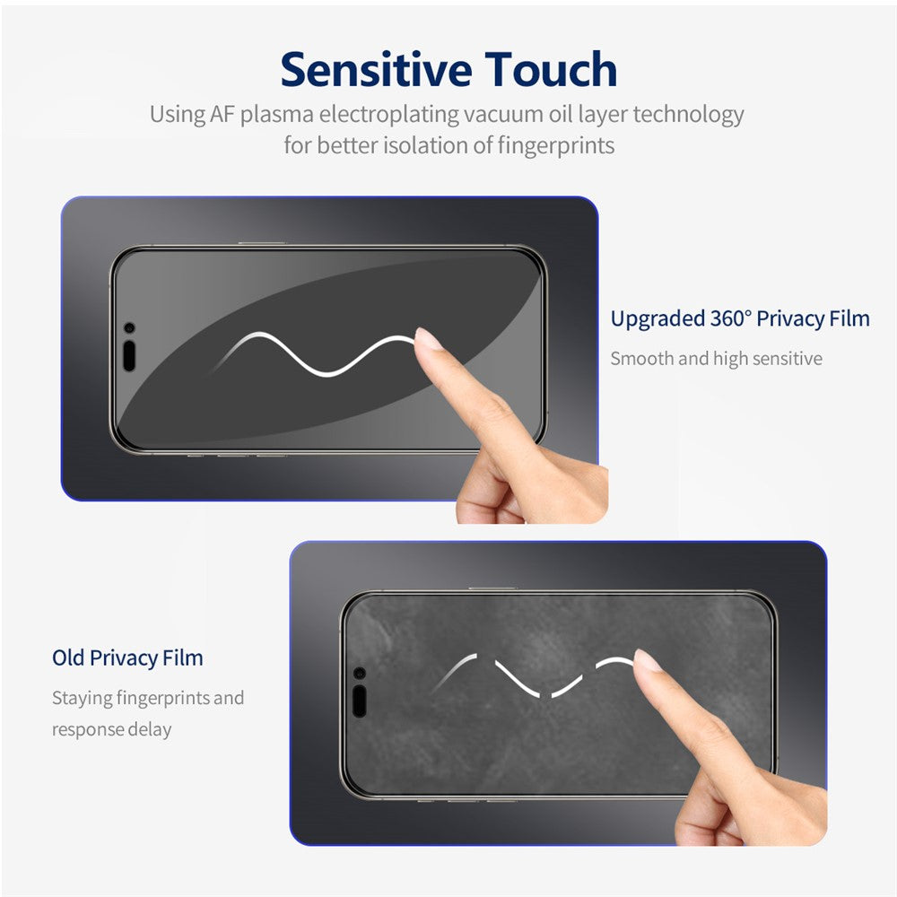 ENKAY HAT PRINCE For iPhone 15 Pro Max Anti-peep Film Silk Printing Ultra Clear Screen Protector