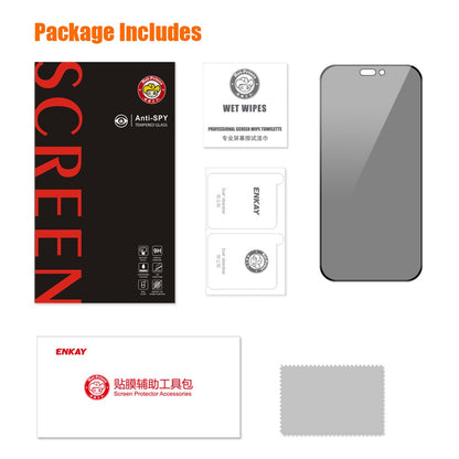 ENKAY HAT PRINCE For iPhone 15 Pro Max Anti-peep Film Silk Printing Ultra Clear Screen Protector