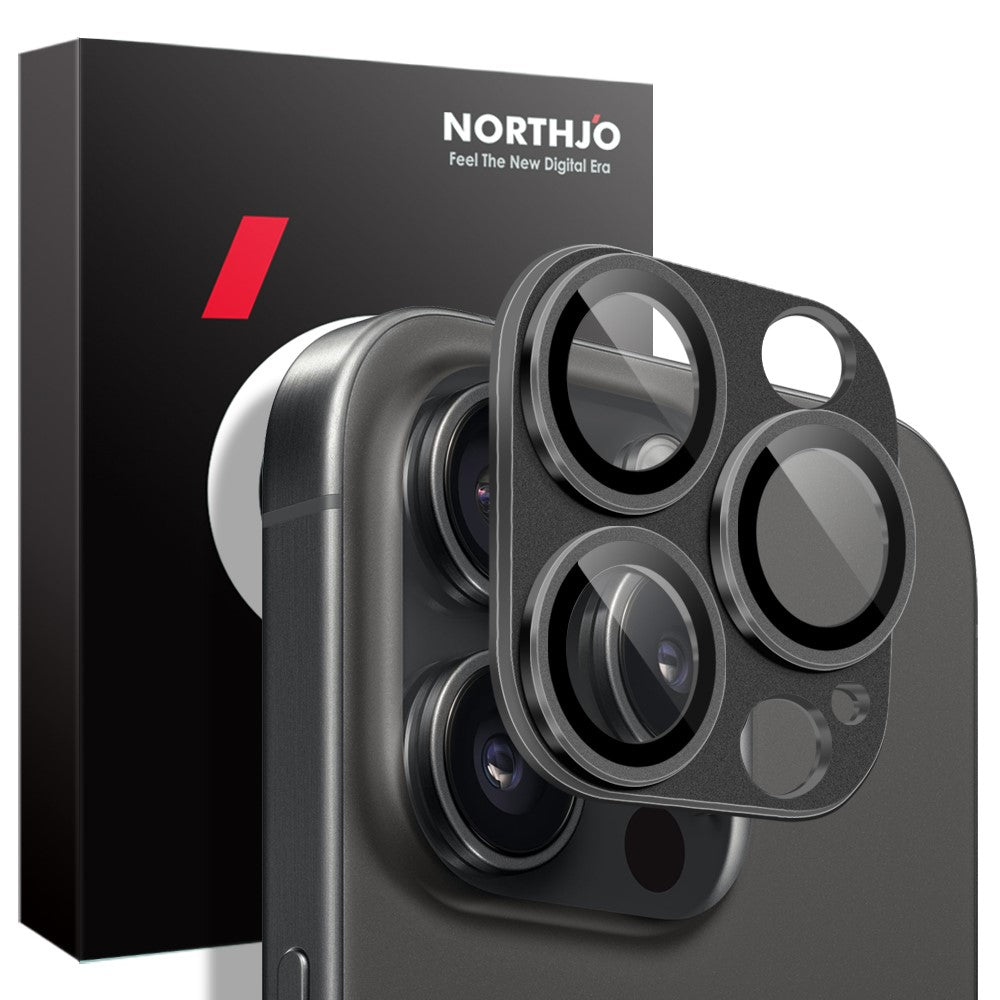 NORTHJO For iPhone 15 Pro / 15 Pro Max Camera Lens Protector Matte Metal + Tempered Glass Integrated Lens Film