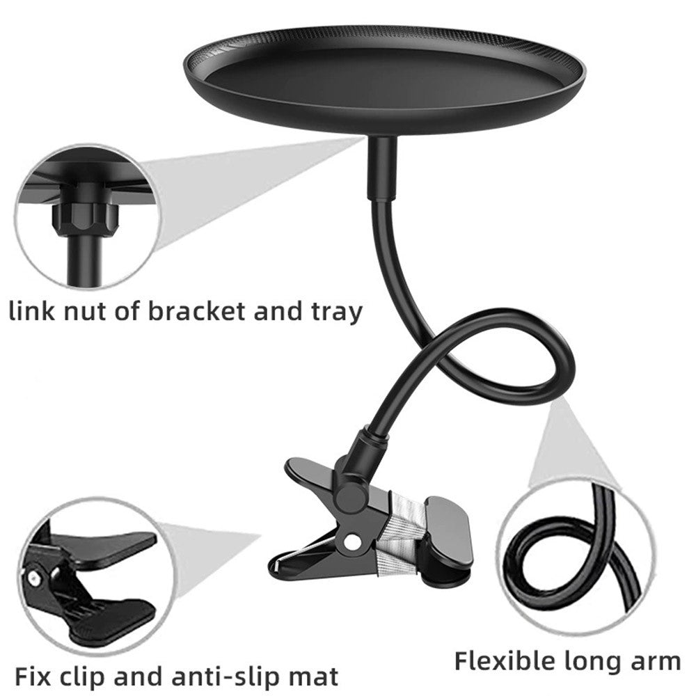 C003 Flexible Arm Car Food Tray Clip On Portable Dining Table for Snacks Drinks Organizer