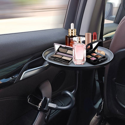C003 Flexible Arm Car Food Tray Clip On Portable Dining Table for Snacks Drinks Organizer
