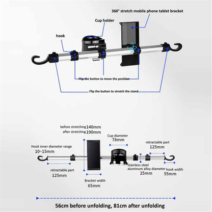 3-in-1 Car Back Seat Phone Tablet Holder Cup Holder Hanging Hook Headrest Mount Multifunction Bracket