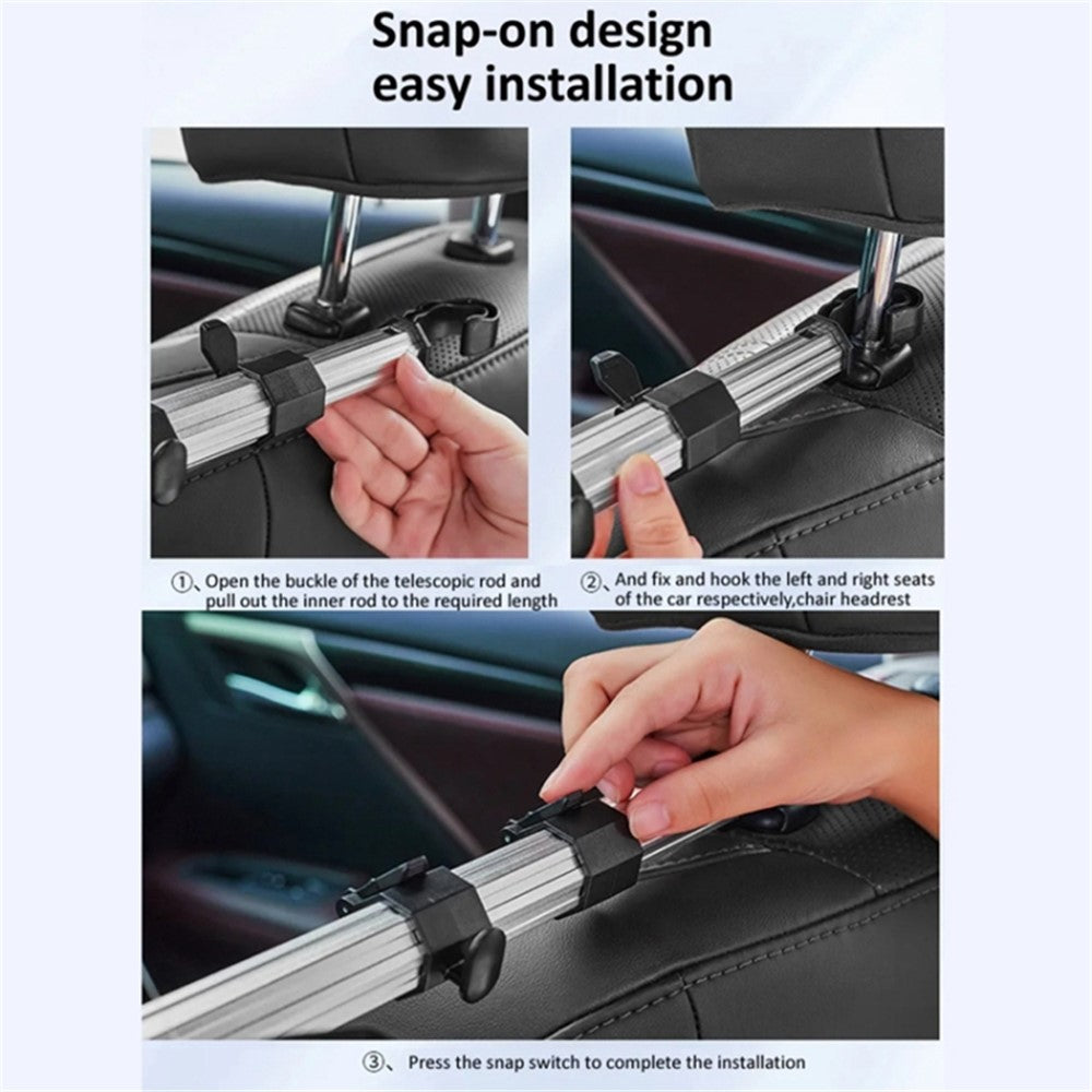 3-in-1 Car Back Seat Phone Tablet Holder Cup Holder Hanging Hook Headrest Mount Multifunction Bracket