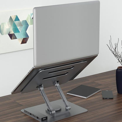 FX-2238 Foldable Laptop Stand with Docking Station, 4K HD + USB-A + USB-C + RJ45 + SD / TF Reader