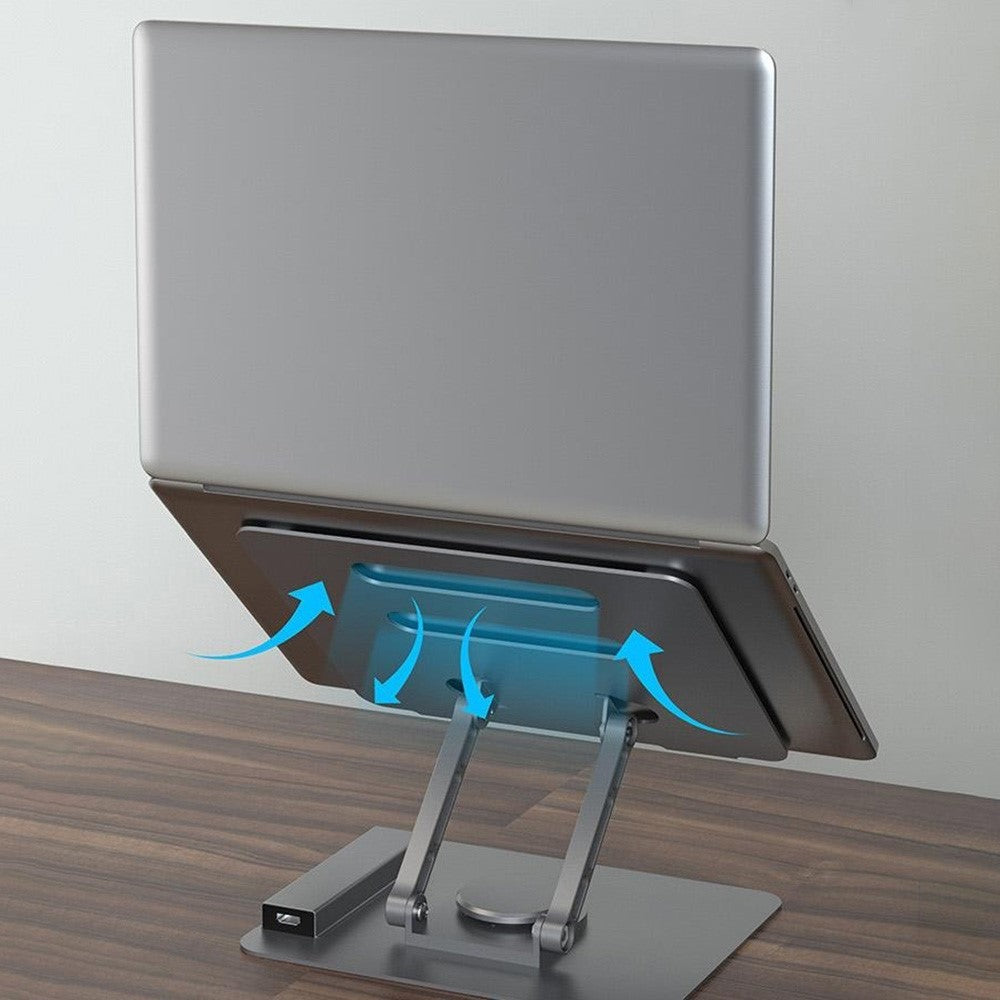 FX-2238 Foldable Laptop Stand with Docking Station, 4K HD + USB-A + USB-C + RJ45 + SD / TF Reader