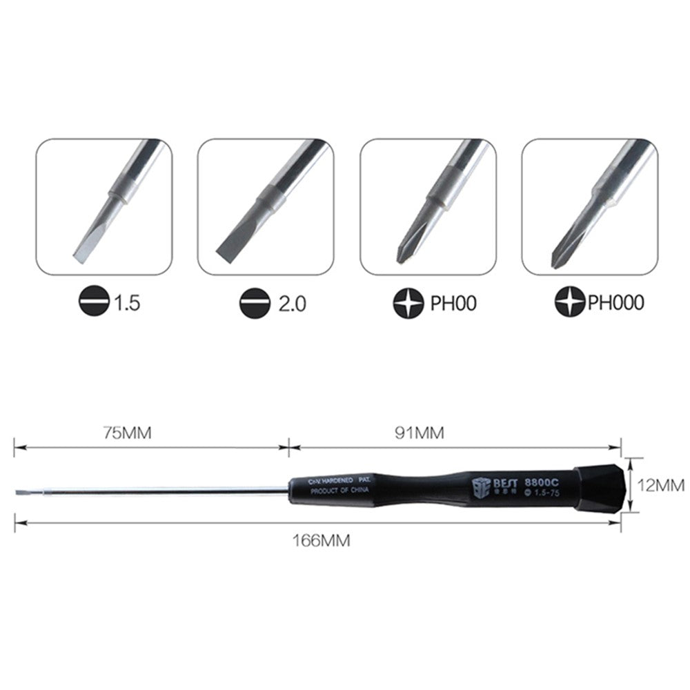 BEST BST-8800C 75mm Precision Dismantling Screwdriver for Phone, Computer Repair