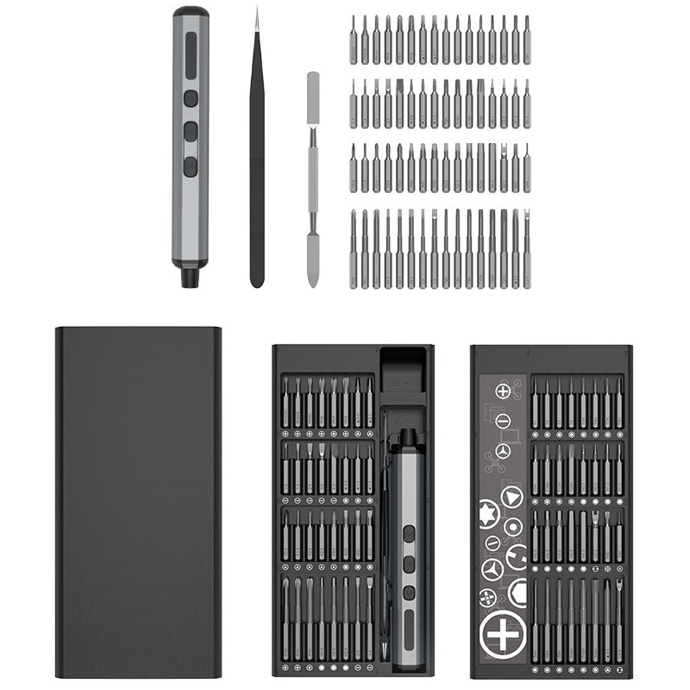 JIAFA 68-in-1 Electric / Manual Dual Mode Screwdriver Set with 64 Bits, LED Lighting for Mobile Phones, PC, Watches