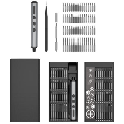 JIAFA 68-in-1 Electric / Manual Dual Mode Screwdriver Set with 64 Bits, LED Lighting for Mobile Phones, PC, Watches