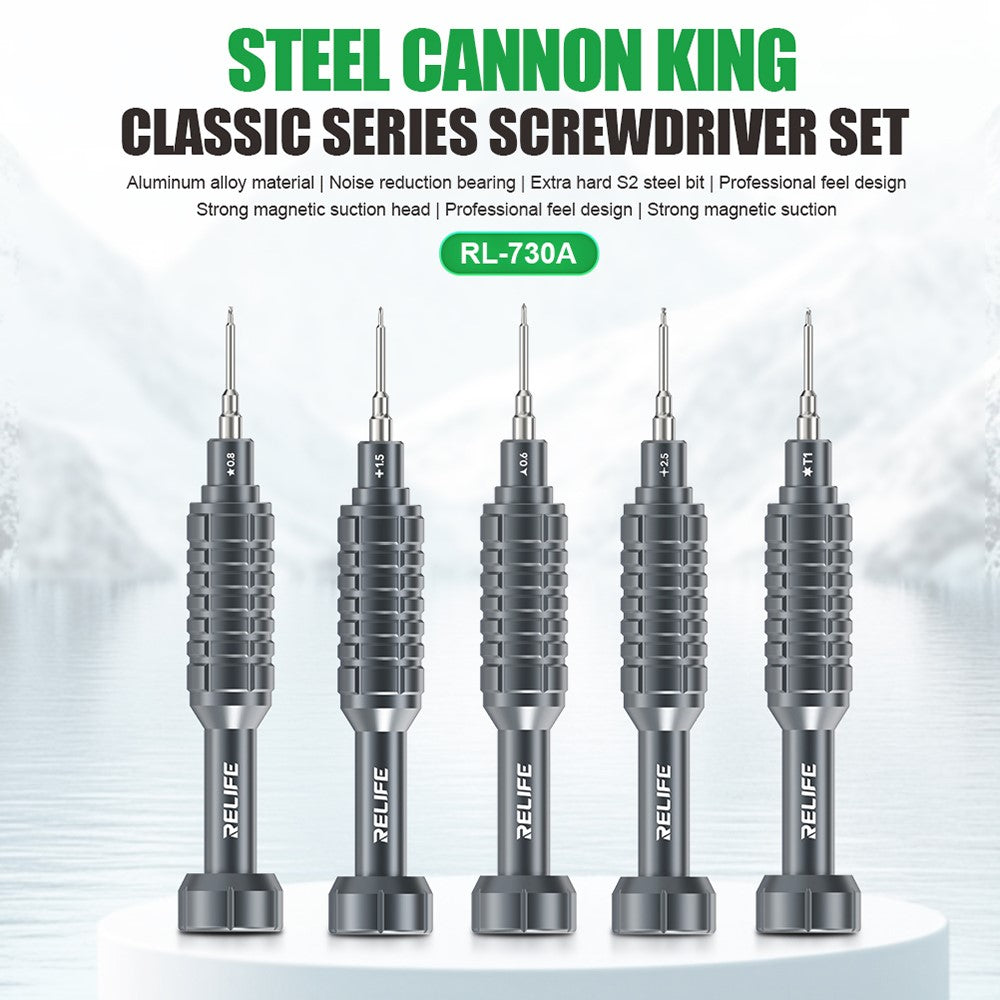 RELIFE RL-730A Screwdriver Set 5-in-1 Strong Magnetic Suction Extra Hard S2 Steel Bits Repair Tools