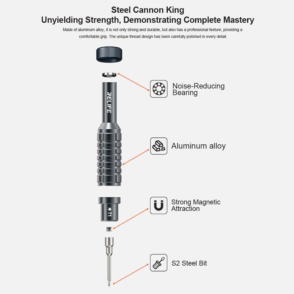RELIFE RL-730A Screwdriver Set 5-in-1 Strong Magnetic Suction Extra Hard S2 Steel Bits Repair Tools