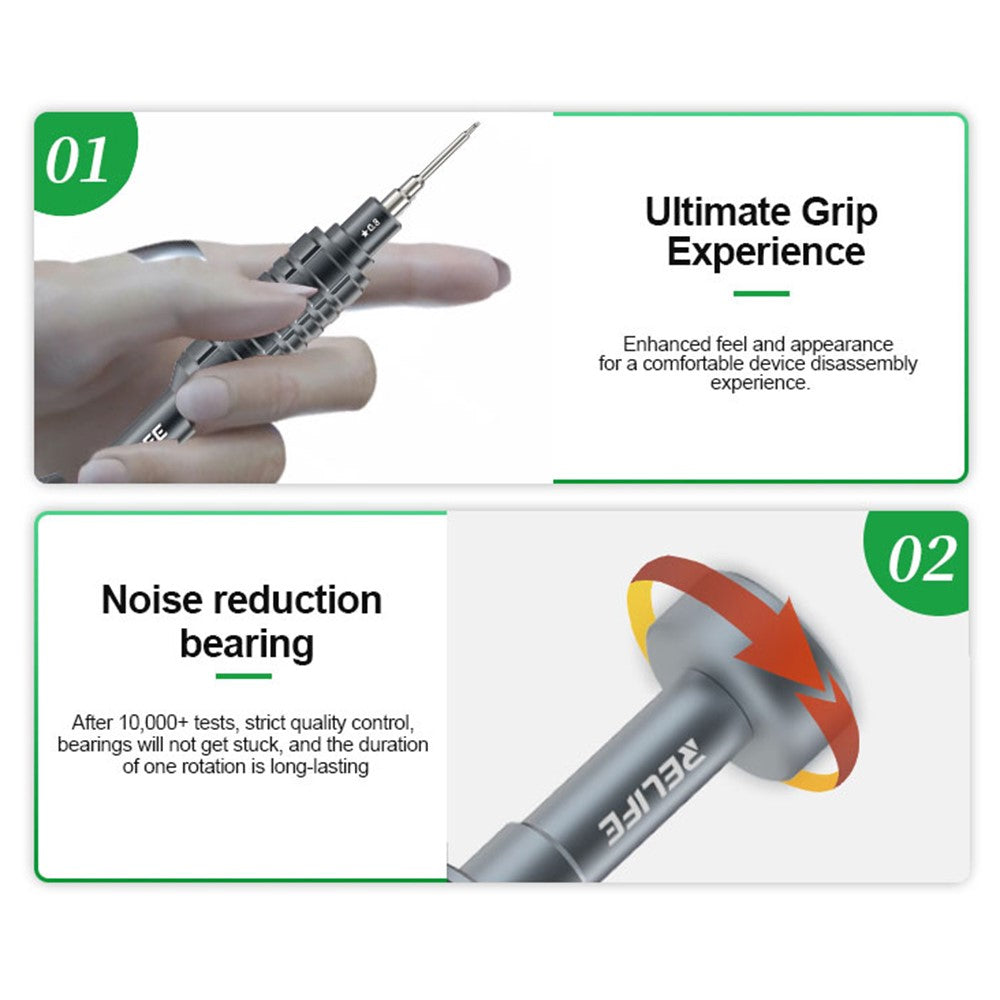 RELIFE RL-730A Screwdriver Set 5-in-1 Strong Magnetic Suction Extra Hard S2 Steel Bits Repair Tools