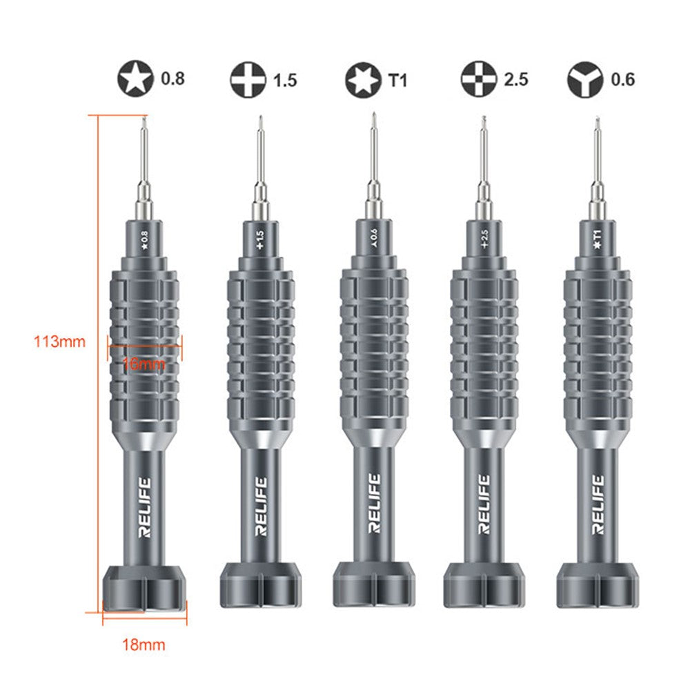 RELIFE RL-730A Screwdriver Set 5-in-1 Strong Magnetic Suction Extra Hard S2 Steel Bits Repair Tools