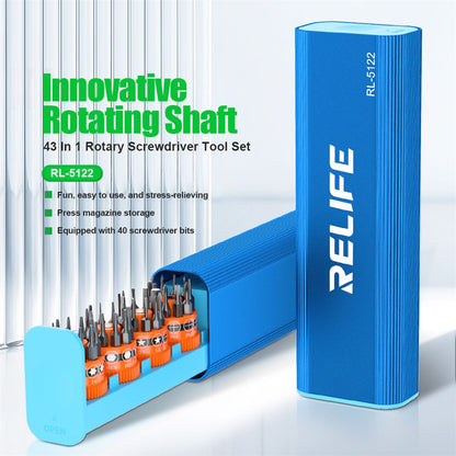RELIFE RL-5122 43 in 1 Rotary Screwdriver Tool Set Innovative Rotating Shaft with 40 Screwdriver Bits