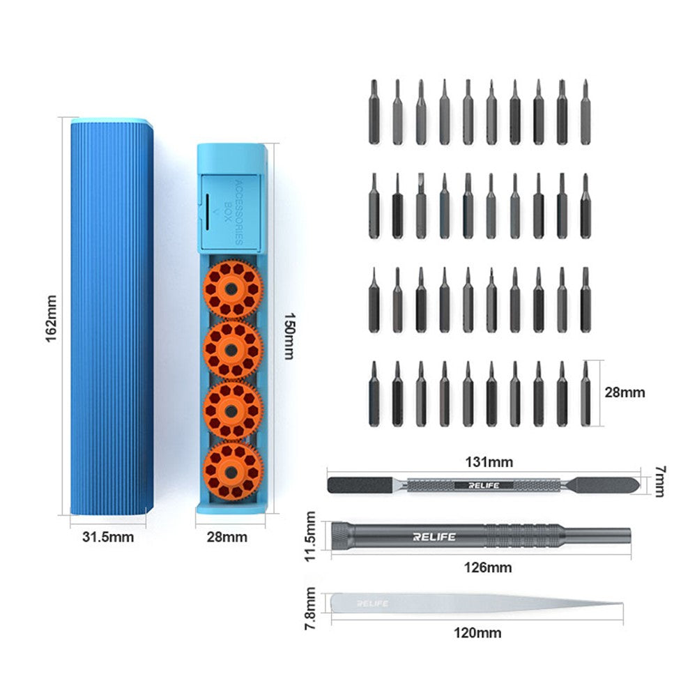 RELIFE RL-5122 43 in 1 Rotary Screwdriver Tool Set Innovative Rotating Shaft with 40 Screwdriver Bits