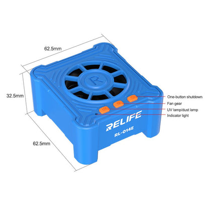 RELIFE RL-014E UV Curing Cooling Fan Smoke Exhaust Dust Display Mini Working Fan with 3-Speed Adjustment