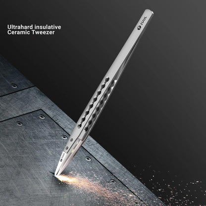 2UUL TW31 Ultrahard Insulated Ceramic Tweezers Anti Static Precision Tips for Phone CPU IC PCB Repair