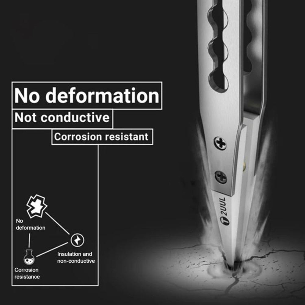 2UUL TW31 Ultrahard Insulated Ceramic Tweezers Anti Static Precision Tips for Phone CPU IC PCB Repair
