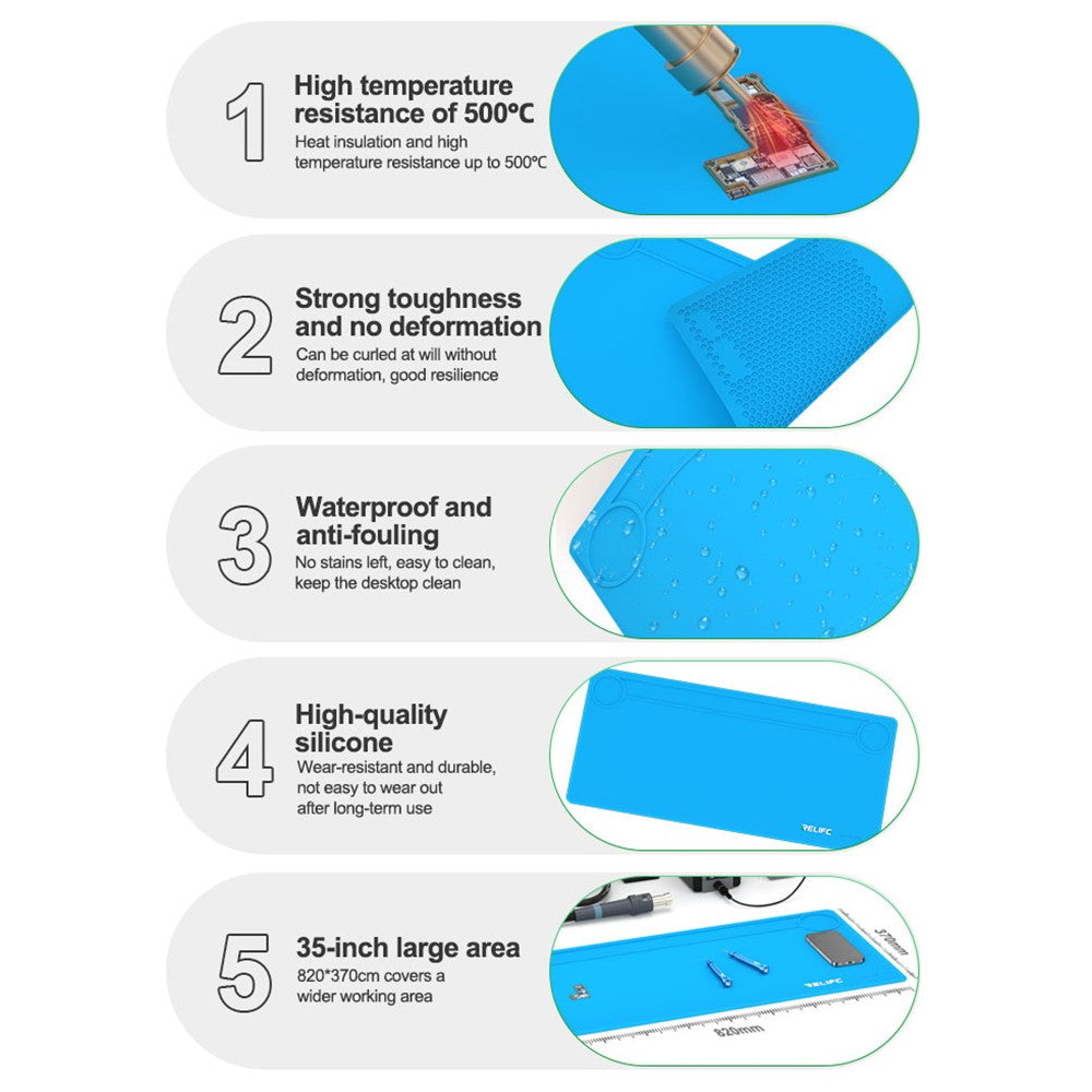 RELIFE RL-004DQ 35 inch Silicone Repair Pad High Temperature Resistant for BGA PCB Mobile Phone Soldering Repair Work Mat