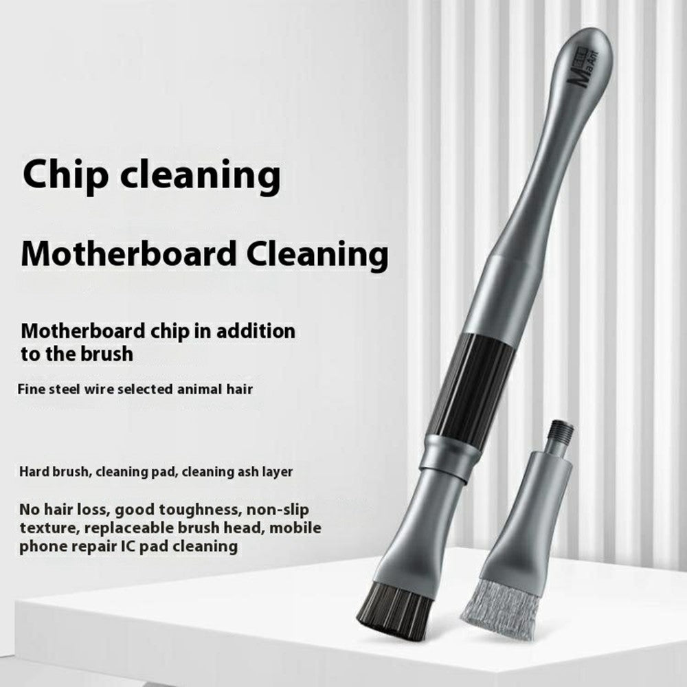 MAANT Dual-Head PCB Cleaning Brush Hard Bristle Steel Wire Anti-Static Board Chip Dust Removal Tool