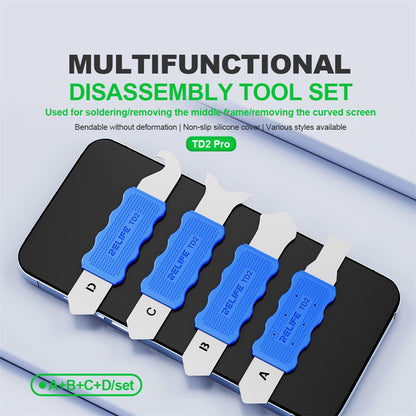 RELIFE TD2 Multifunctional Disassembly Tool for Phone Repair Precision Forged Bendable Steel with Non Slip Silicone Cover