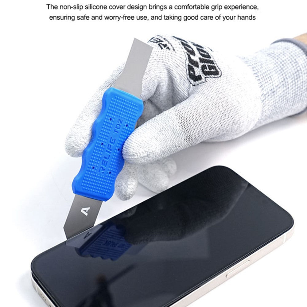 RELIFE TD2 Multifunctional Disassembly Tool for Phone Repair Precision Forged Bendable Steel with Non Slip Silicone Cover