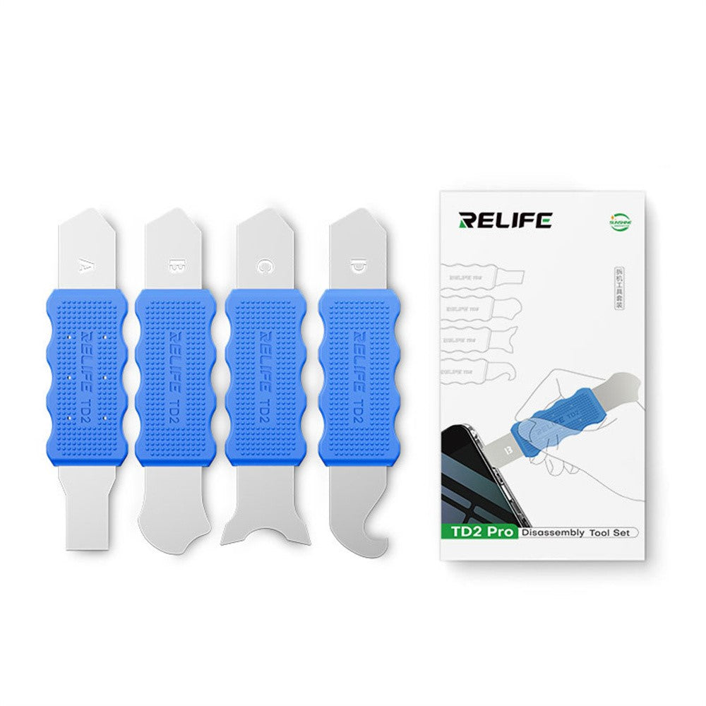 RELIFE TD2 Pro 4Pcs / Set Disassembly Tool for Phone Repair Precision Forged Bendable Steel with Non Slip Silicone Cover