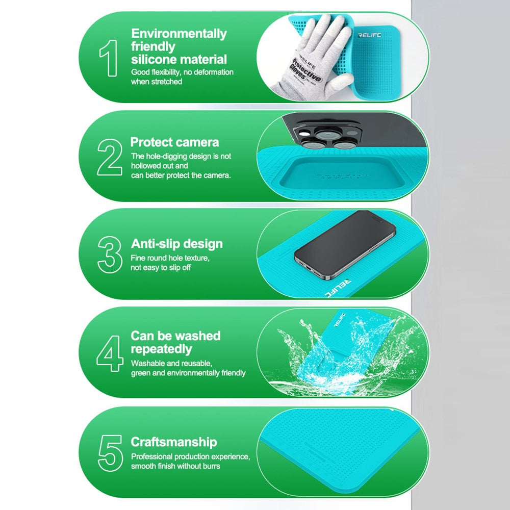 RELIFE RL-004DM Anti-Slip Pad for Phone Film Application Silicone Mat with Camera Cut Out