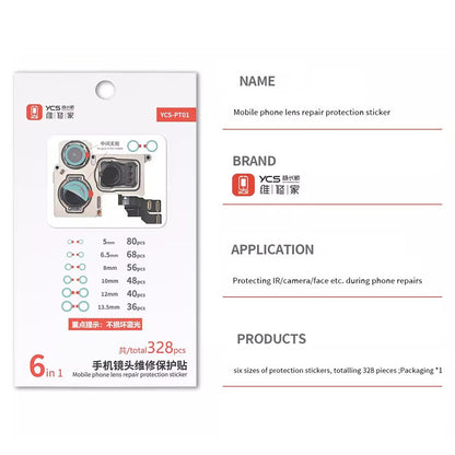 YCS-PT01 328Pcs Mobile Phone Lens Repair Protection Stickers Phone Repair Tool