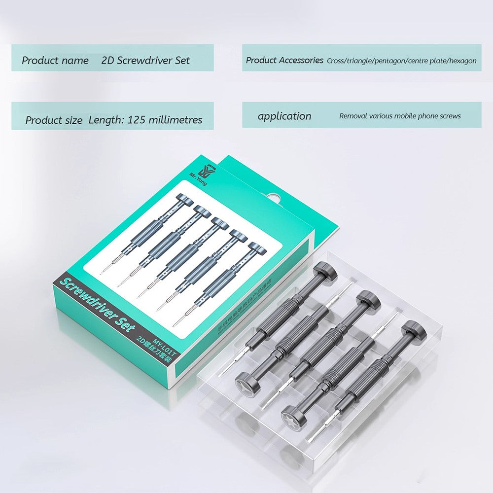 MY-L01T 5Pcs 2D Screwdriver Set Precision Disassembly Tool Non Slip Handle Alloy Screwdrivers