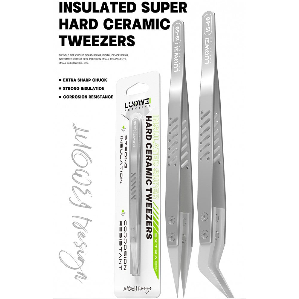 LUOWEI Hard Insulated Ceramic Tweezers for Circuit Board Repair