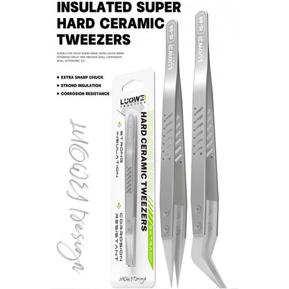 LUOWEI Hard Insulated Ceramic Tweezers for Circuit Board Repair