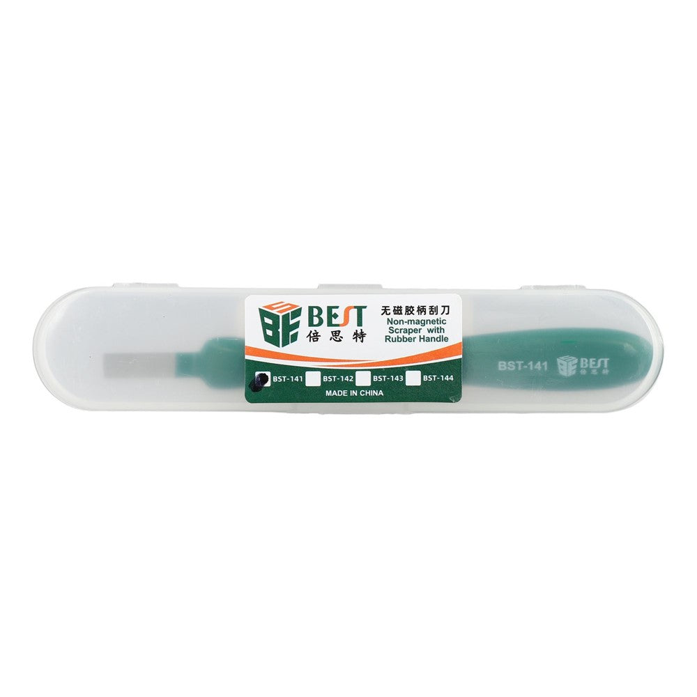 BEST BST-141 Non-Magnetic Metal Scraper Pry Tool with Rubber Handle for Adhesive Removal  /  Tin Scraping