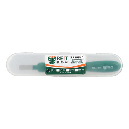 BEST BST-141 Non-Magnetic Metal Scraper Pry Tool with Rubber Handle for Adhesive Removal  /  Tin Scraping