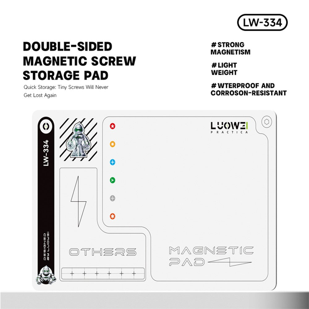 LUOWEI LW-334 Magnetic Screwdriver Mat Double Sided Screw Organizer Tool Sorting Pad Waterproof