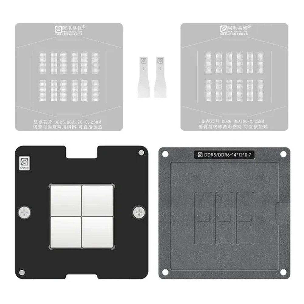 AMAOE DDR5 / DDR6 Tin Planting BAG Reballing Stencil Kit Graphics Card Memory Chip Repair Tool