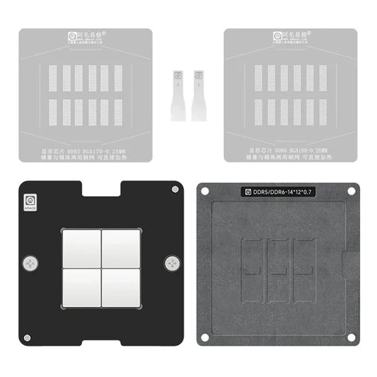 AMAOE DDR5 / DDR6 Tin Planting BAG Reballing Stencil Kit Graphics Card Memory Chip Repair Tool