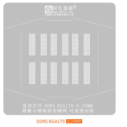 AMAOE DDR5 / DDR6 Tin Planting BAG Reballing Stencil Kit Graphics Card Memory Chip Repair Tool