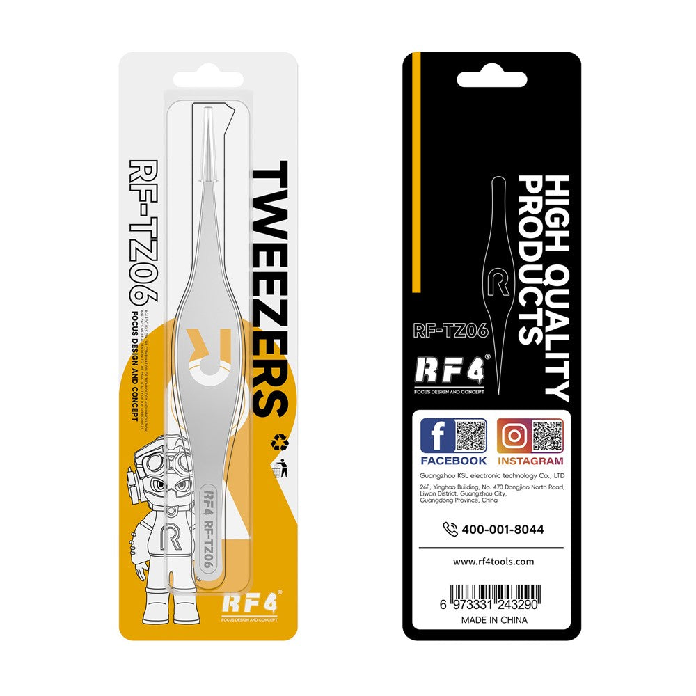 RF4 RF-TZ06 High-Precision Pointed Tweezers Wide-Body Hardened Non-Slip Tweezers with R-Shaped Hollow