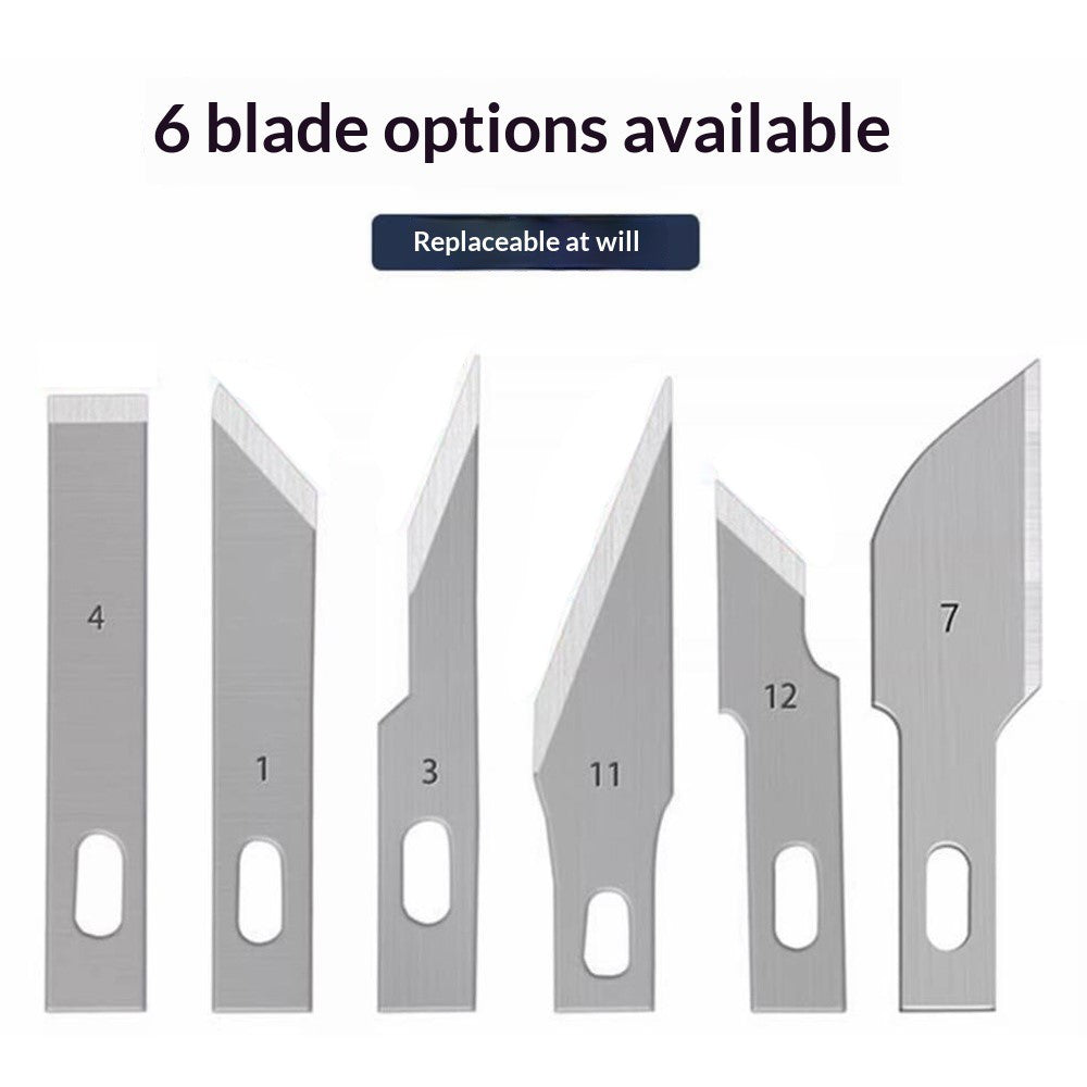 For Phone Repair Precision Carving Tools Set with 6Pcs Interchangeable Blades and Non-Slip Handle
