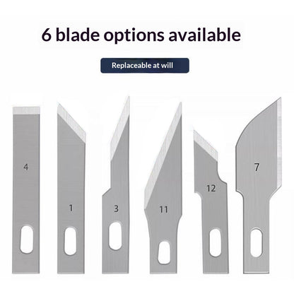 For Phone Repair Precision Carving Tools Set with 6Pcs Interchangeable Blades and Non-Slip Handle