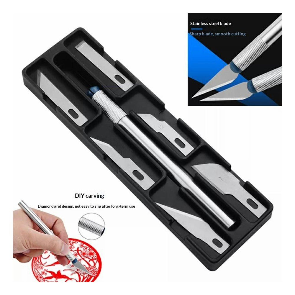 For Phone Repair Precision Carving Tools Set with 6Pcs Interchangeable Blades and Non-Slip Handle