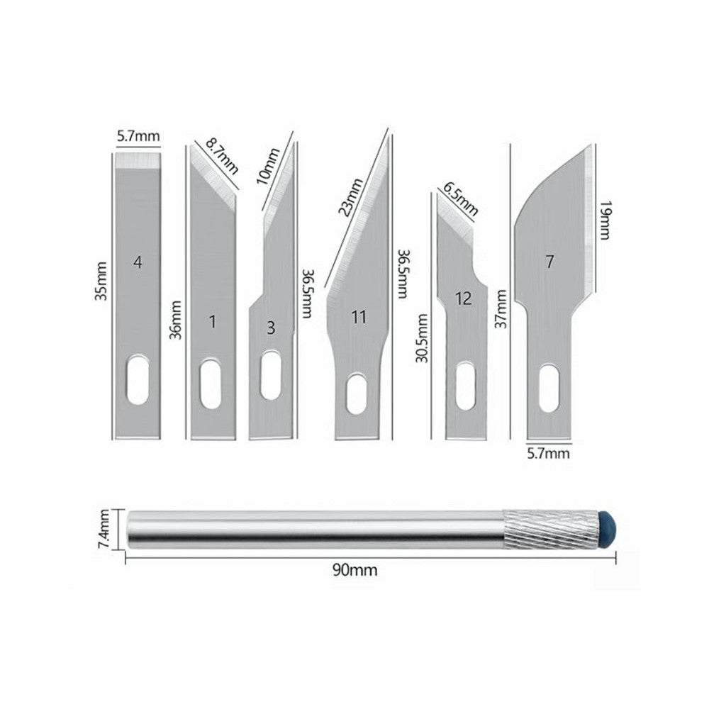 For Phone Repair Precision Carving Tools Set with 6Pcs Interchangeable Blades and Non-Slip Handle