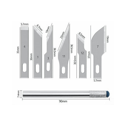 For Phone Repair Precision Carving Tools Set with 6Pcs Interchangeable Blades and Non-Slip Handle
