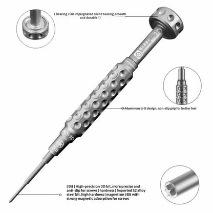 AMAOE AD-3D Precision Screwdriver Bits with Anti-Slip Aluminum Handle Strong Magnetic For Electronic Device Repair