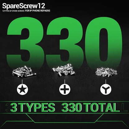 2UUL SC22 SpareScrew12 330Pcs Screw Set 12 Types Phillips Pentalobe Y-Type Screw for iPhone Series