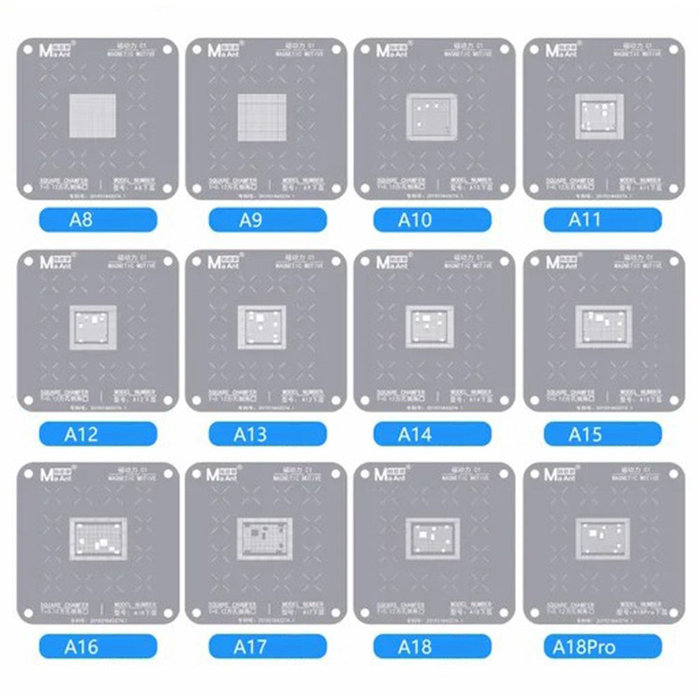 MAANT A8-A18 Pro 12Pcs Chip CPU BGA Reballing Stencil Template Net for iPhone Chip Repair