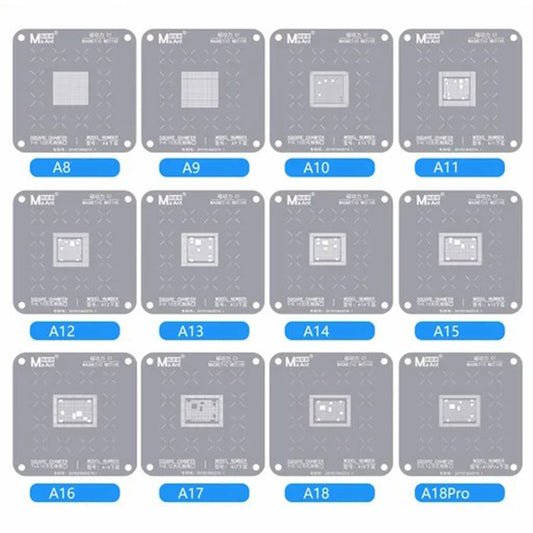 MAANT A8-A18 Pro 12Pcs Chip CPU BGA Reballing Stencil Template Net for iPhone Chip Repair