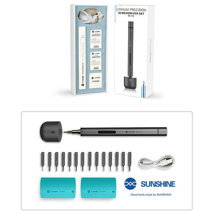 SUNSHINE SD-18E Lithium Electric Precision Screwdriver Kit 14Pcs S2 Alloy Steel Bits 3 LED Lights